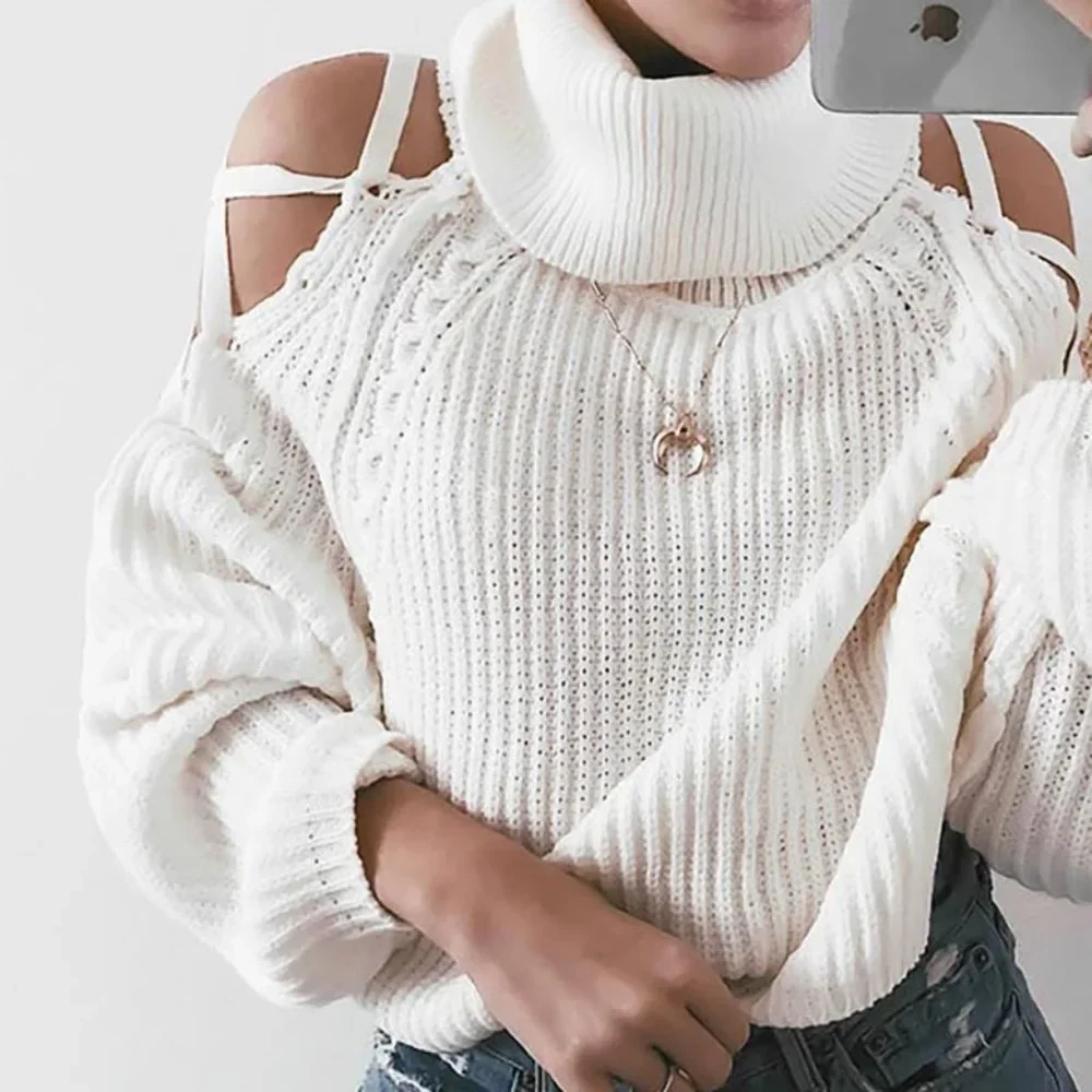 High Collar Long Sleeved Knited light sweater - Picture 3 of 6